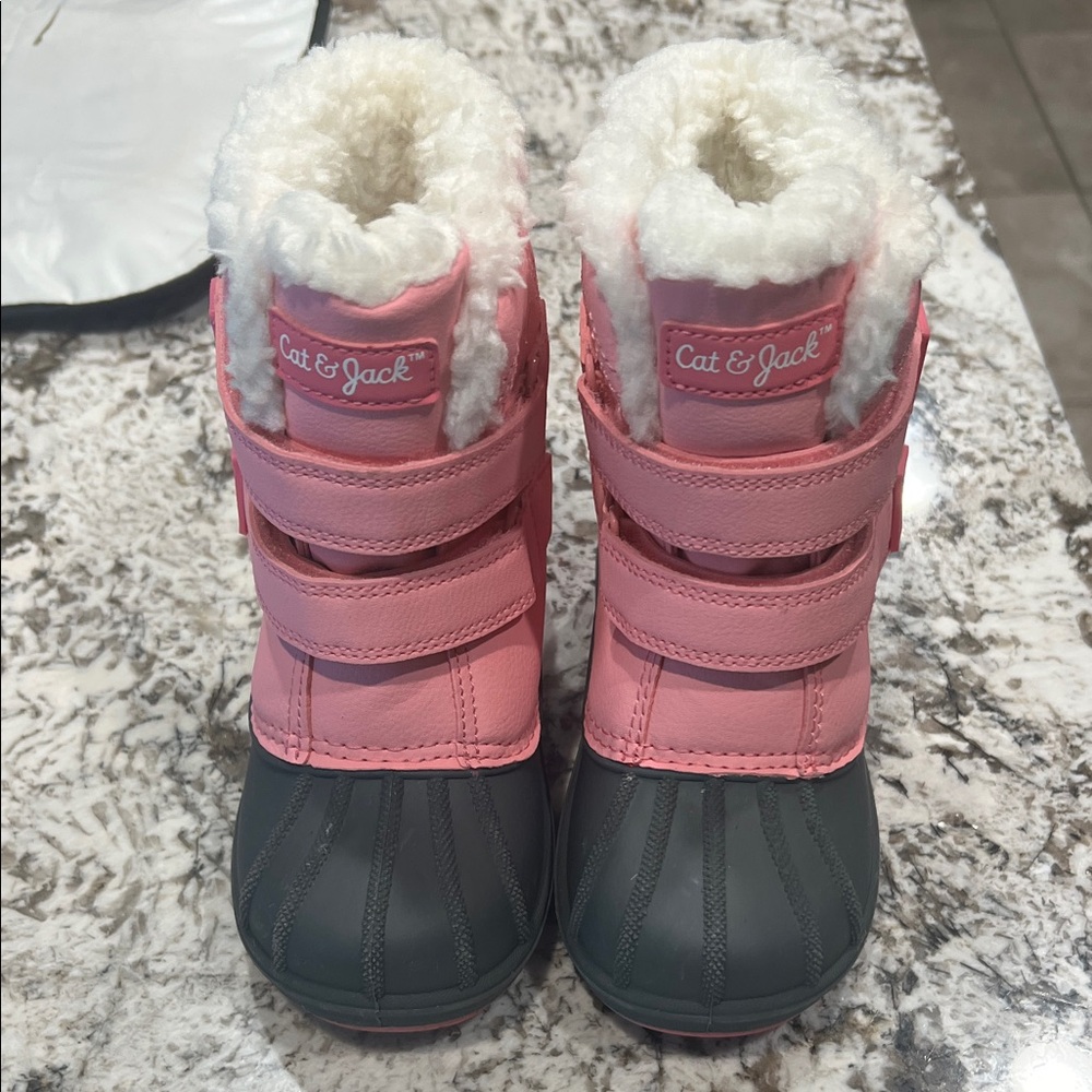 Cat & Jack Pink and Gray Insulated Kids Winter Boots